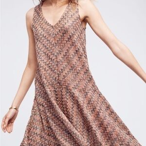 Maeve Westwater Knit Dress Chevron Brown Motif Sz. Petite Small (Overlay only)